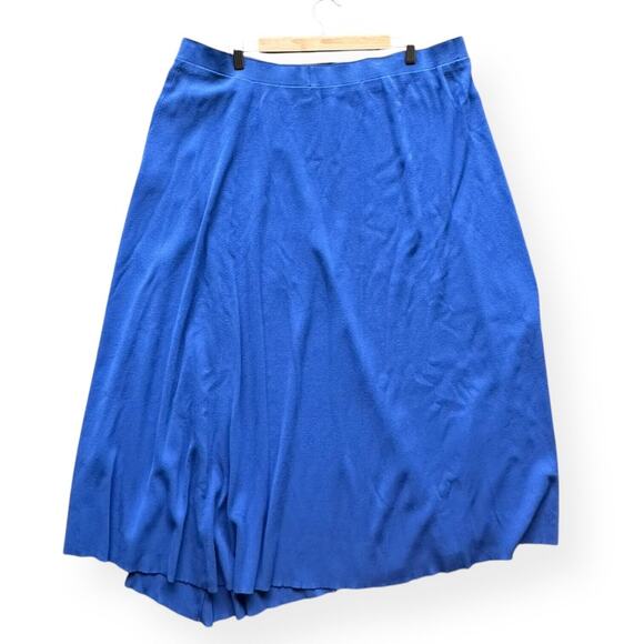 New $1298 LAFAYETTE 148 NY Asymmetric Crepe Godet Midi Skirt Tile Blue 3X Career - Picture 5 of 11